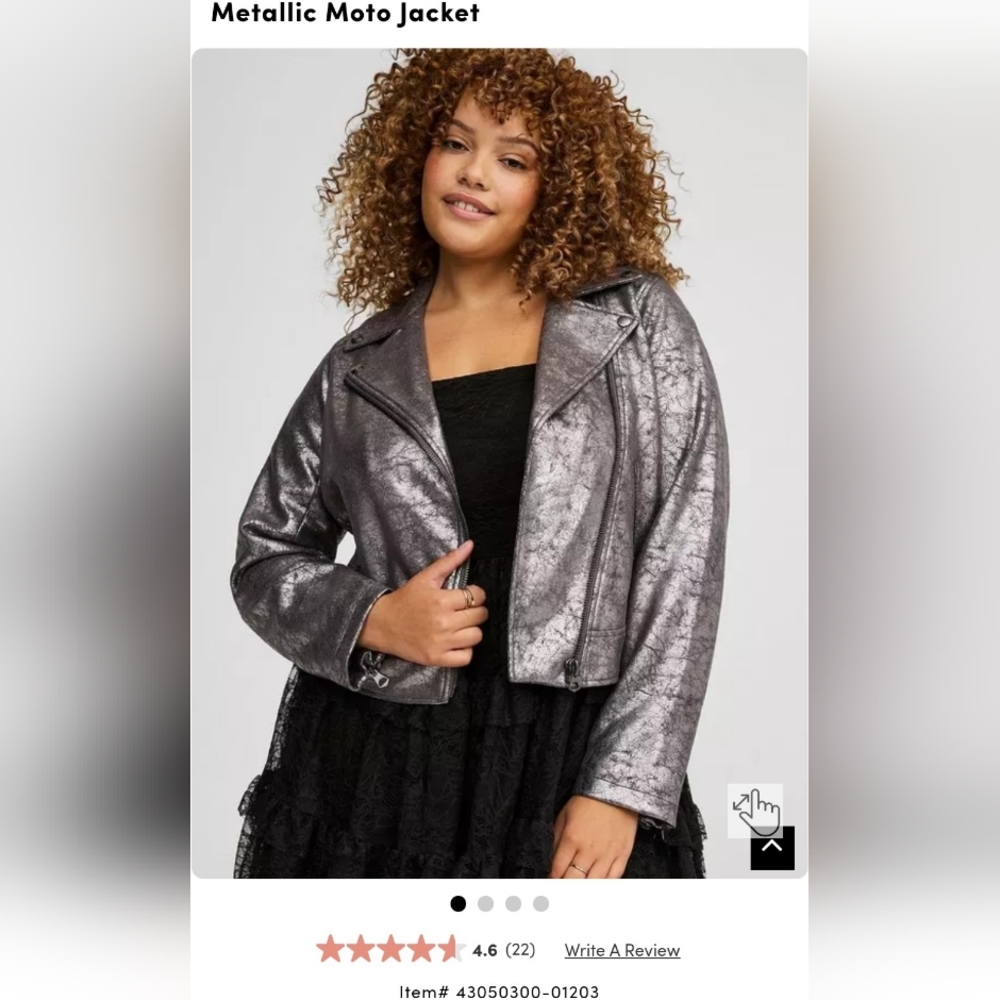 EUC Torrid Metallic Moto Silver Leather Jacket Size 0